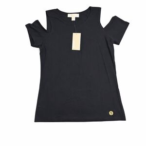 Nwt - Michael Kors Black Cold Shoulder Tee |  Size Small